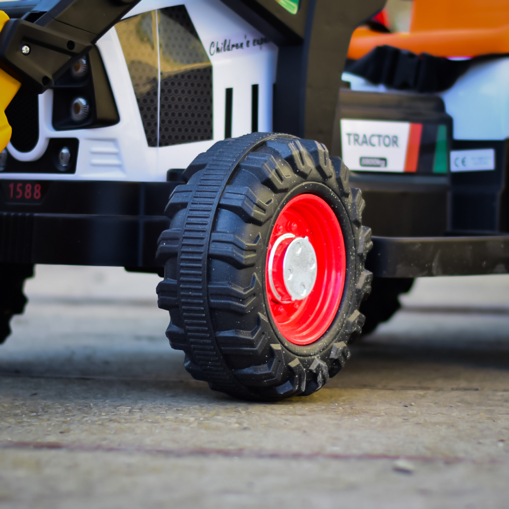 Tractoras electric copii cu remorca, incarcator si cupa, BRJ1588, 70W, 12V, galben [11]