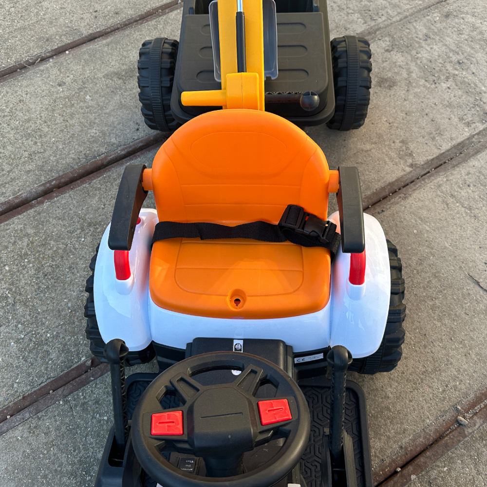 Tractoras electric copii cu remorca, incarcator si cupa, BRJ1588, 70W, 12V, galben [15]