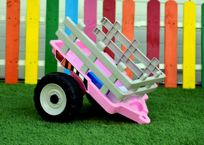 Electric ride-on tractor BJ-611, 60W, 12V with trailer and remote control, pink [9]