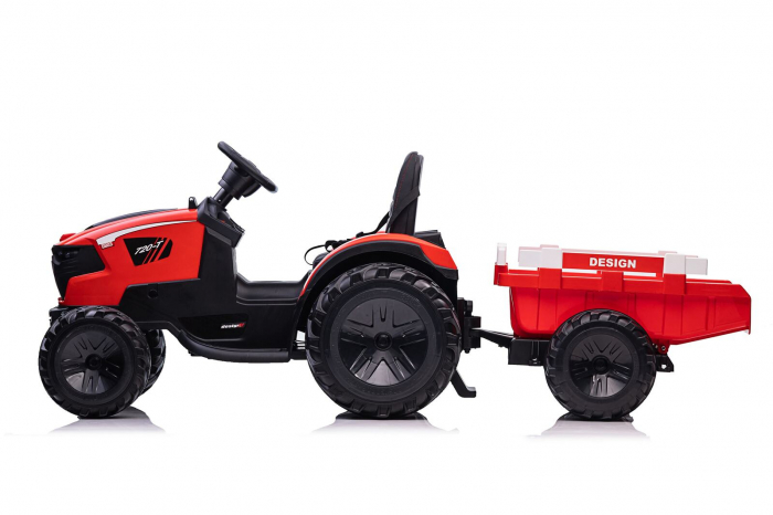 Electric ride-on tractor with trailer for children, model 720-T, 90W-12V, with soft wheels, red [7]