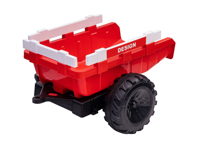 Electric ride-on tractor with trailer for children, model 720-T, 90W-12V, with soft wheels, red [6]