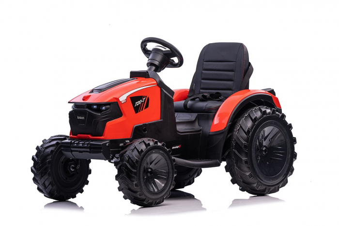 Electric ride-on tractor with trailer for children, model 720-T, 90W-12V, with soft wheels, red [2]