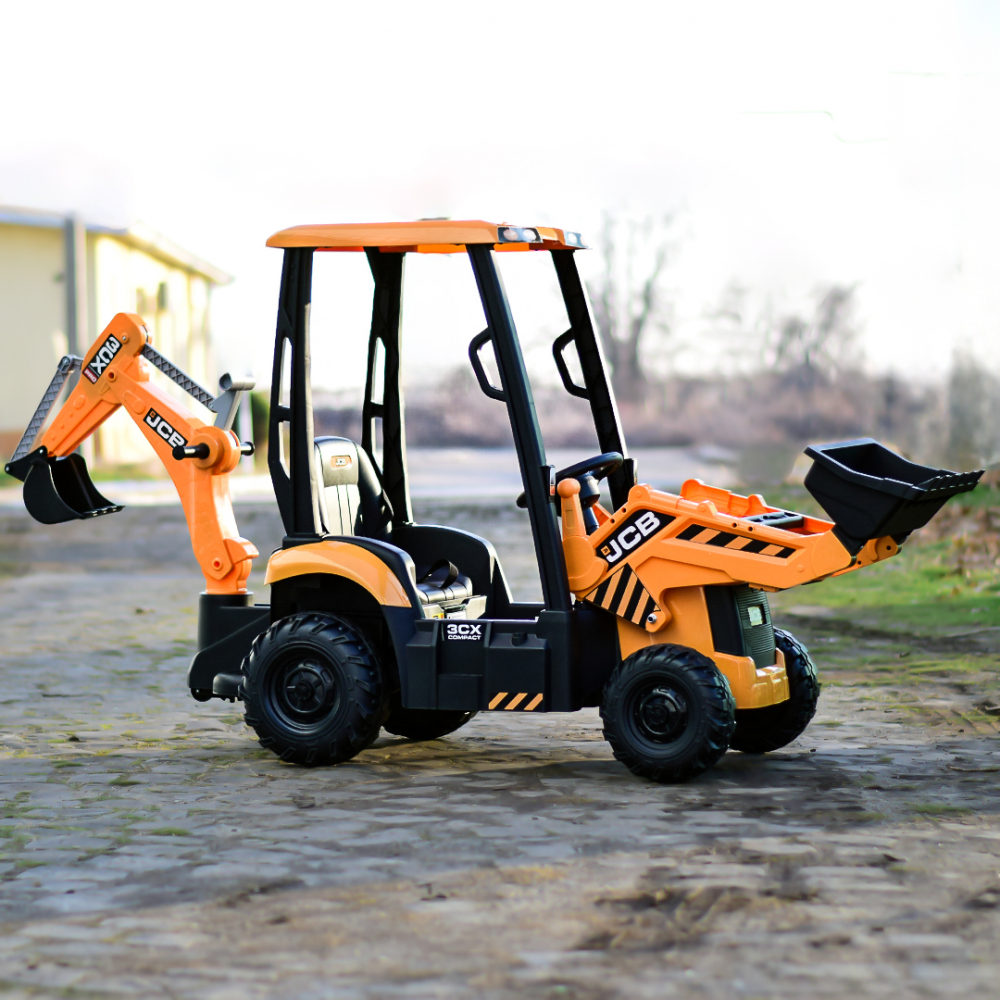 Electric ride-on tractor for children, licensed JCB, with charger and manual bucket, 70W 12V, yellow [4]