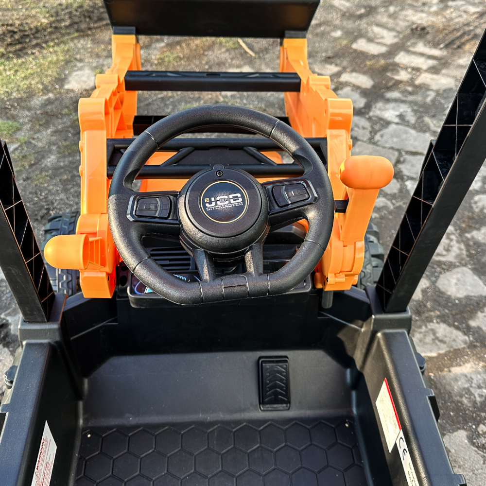 Electric ride-on tractor for children, licensed JCB, with charger and manual bucket, 70W 12V, yellow [14]