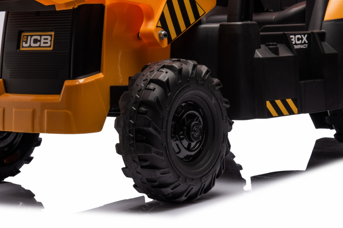 Electric ride-on tractor for children, licensed JCB, with charger and manual bucket, 70W 12V, yellow [22]