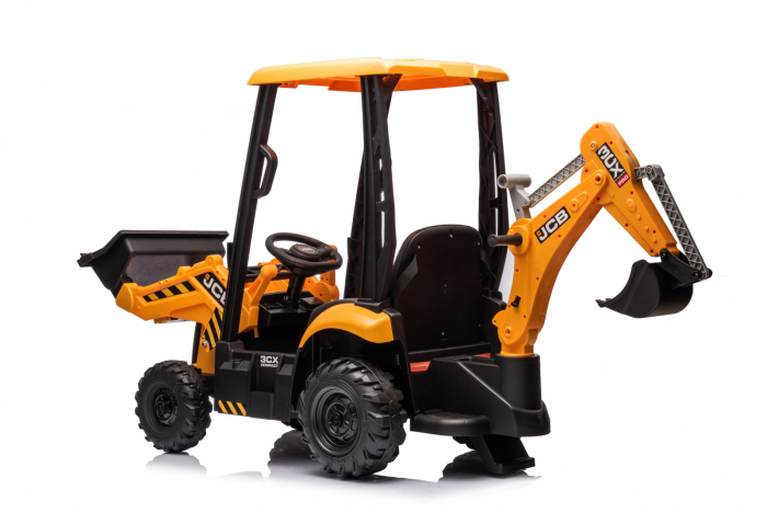 Electric ride-on tractor for children, licensed JCB, with charger and manual bucket, 70W 12V, yellow [30]