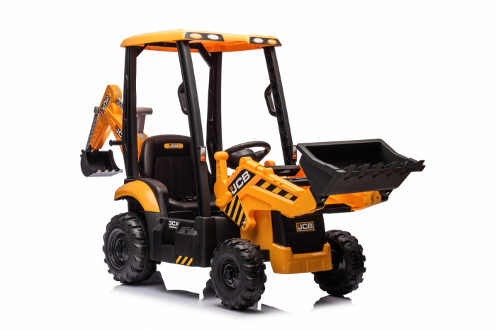 Electric ride-on tractor for children, licensed JCB, with charger and manual bucket, 70W 12V, yellow [26]