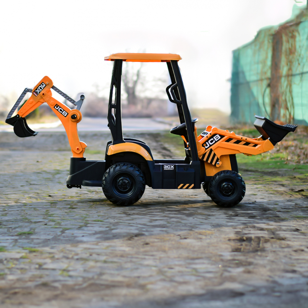 Electric ride-on tractor for children, licensed JCB, with charger and manual bucket, 70W 12V, yellow [5]
