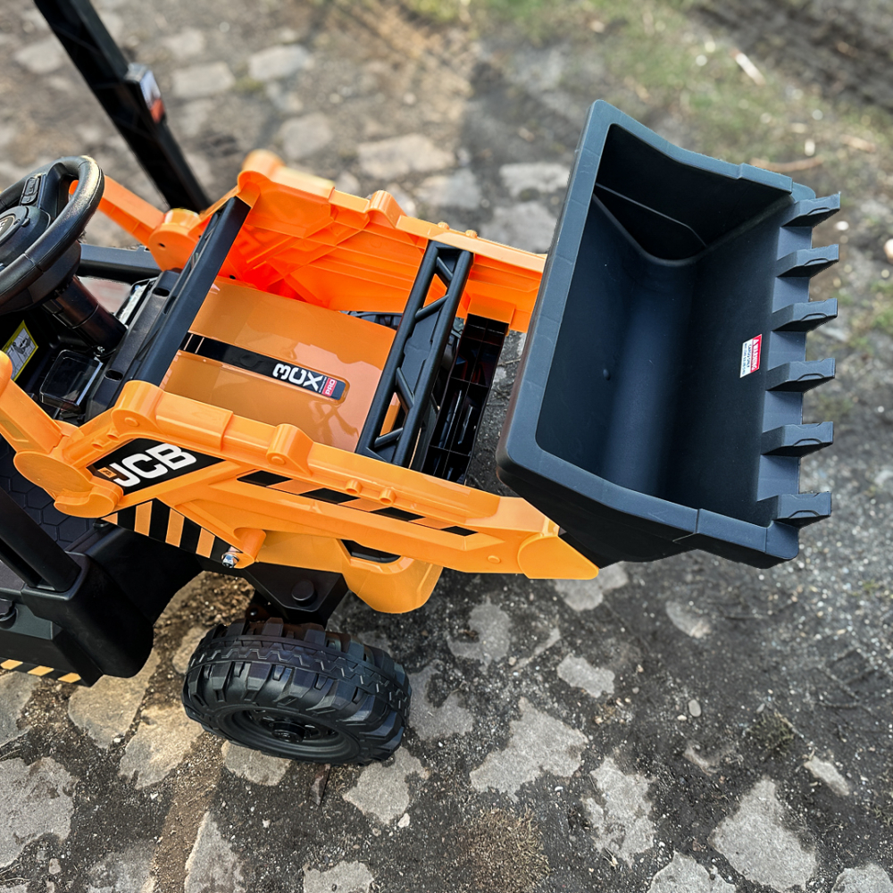 Electric ride-on tractor for children, licensed JCB, with charger and manual bucket, 70W 12V, yellow [12]