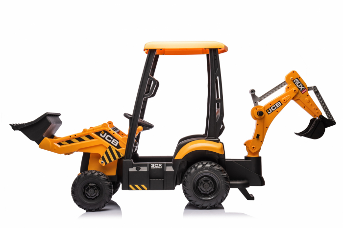 Electric ride-on tractor for children, licensed JCB, with charger and manual bucket, 70W 12V, yellow [28]