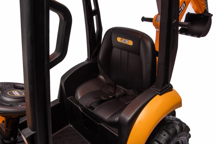 Electric ride-on tractor for children, licensed JCB, with charger and manual bucket, 70W 12V, yellow [25]