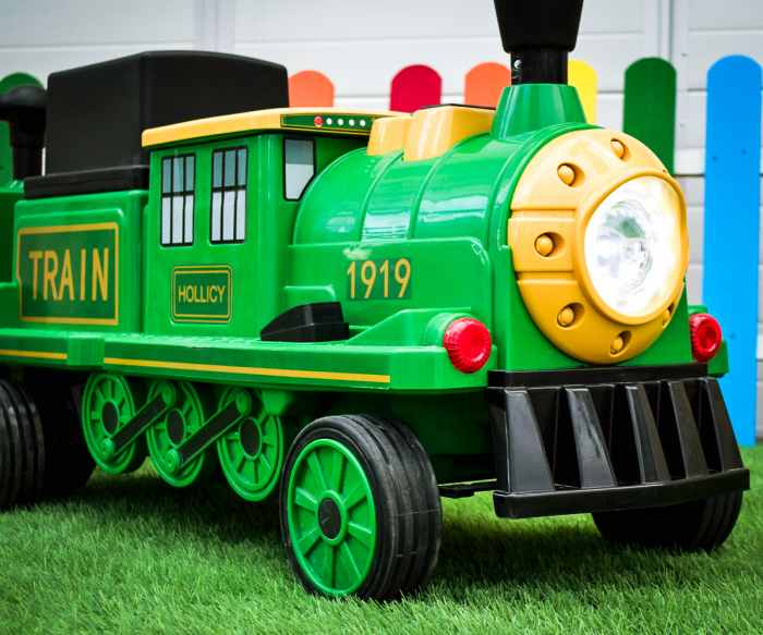 Electric ride-on train, additional wagon for 3 children SX1919, 180W, EVA wheels, music player, green [5]