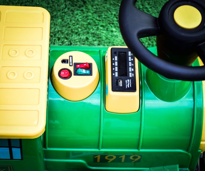 Electric ride-on train, additional wagon for 3 children SX1919, 180W, EVA wheels, music player, green [7]