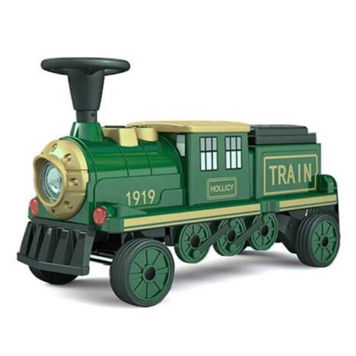 Electric ride on train SX1919 for 2 children, removable 12V battery, 90W, soft wheels, music player, green [2]