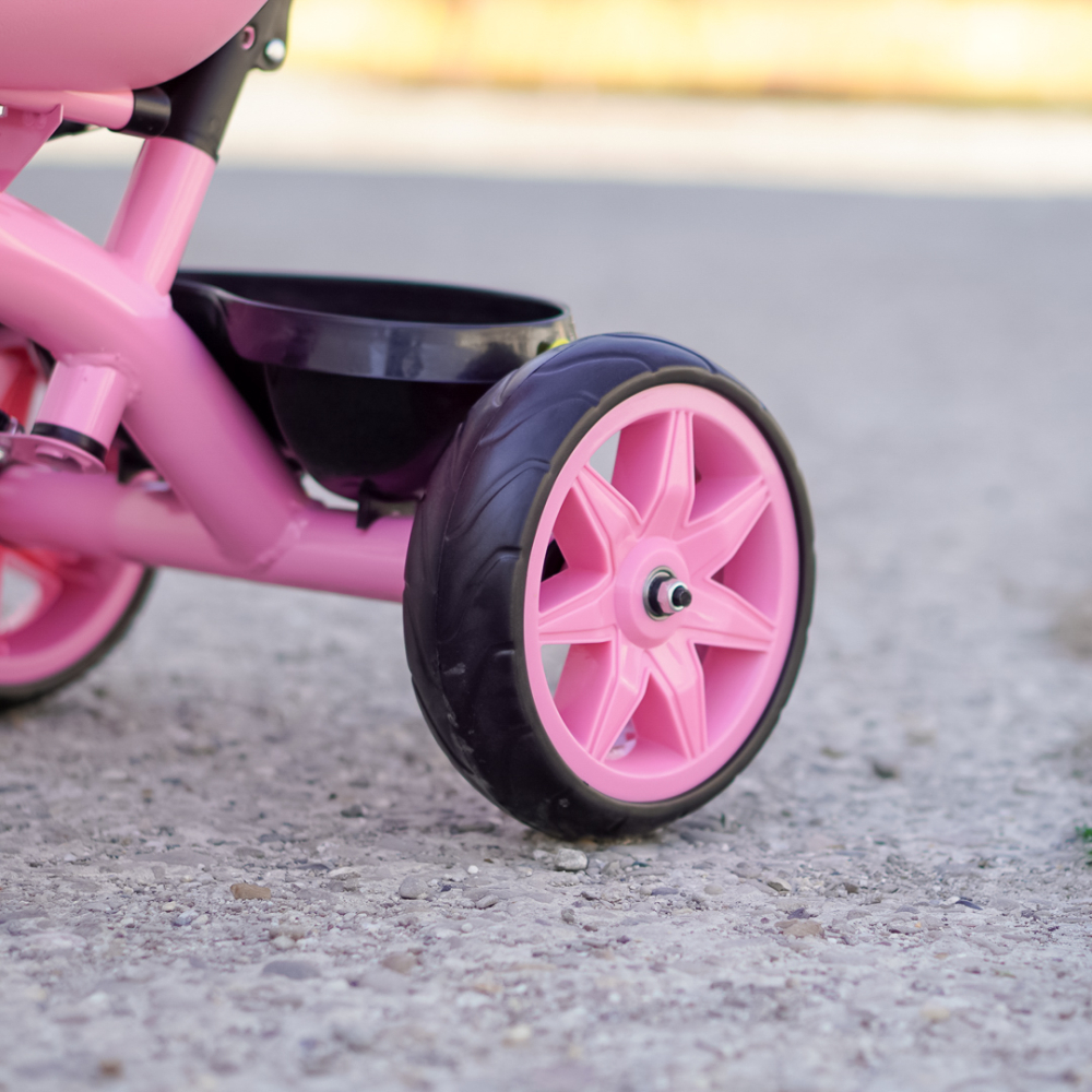 3-in-1 GRobo Tricycle with Parent Handle for Kids Aged 1-4 Years, EVA Wheels, Pedals, Safety Belt, Storage Compartment, pink [11]
