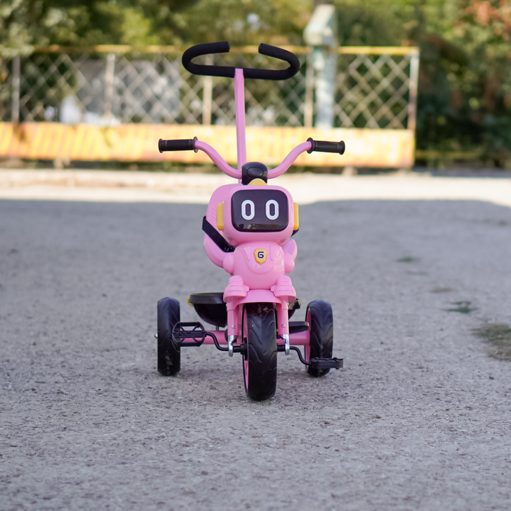 3-in-1 GRobo Tricycle with Parent Handle for Kids Aged 1-4 Years, EVA Wheels, Pedals, Safety Belt, Storage Compartment, pink [5]