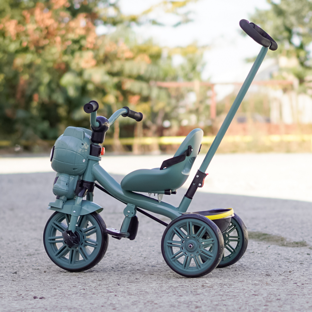 3-in-1 Spider Tricycle with Parent Handle for Kids, EVA Wheels, Pedals, Safety Belt, Storage Compartment, green [6]