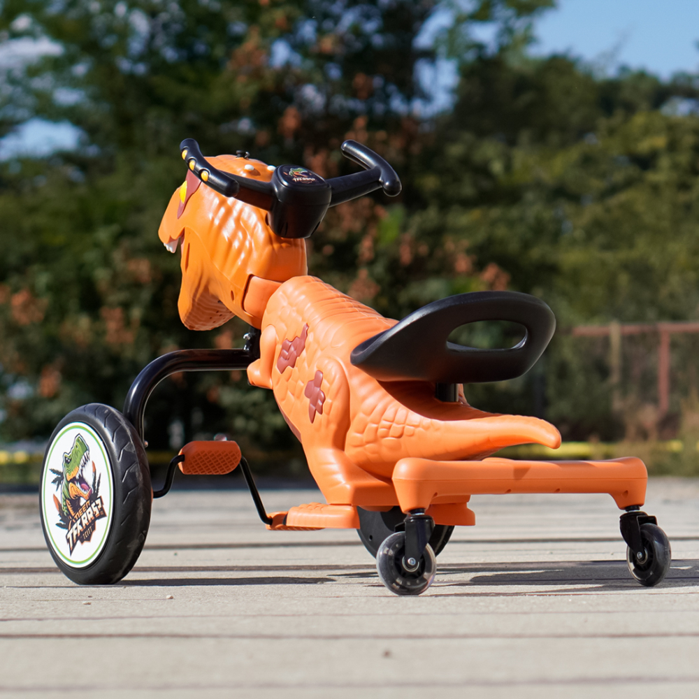 Tricicleta cu pedale T-Rex drift 360, copii 3-6 ani, galben [4]