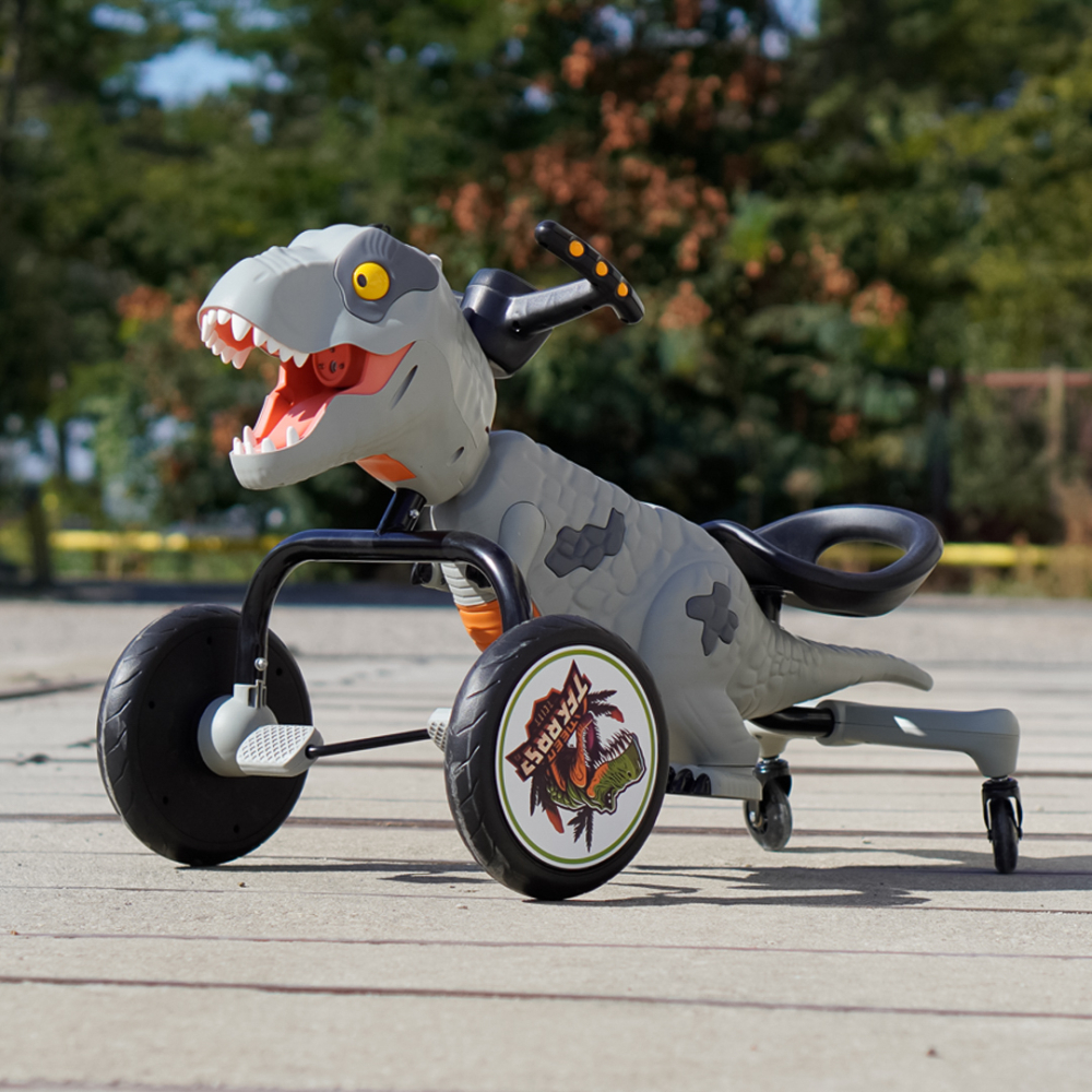 Tricicleta cu pedale T-Rex drift 360, copii 3-6 ani, gri [6]