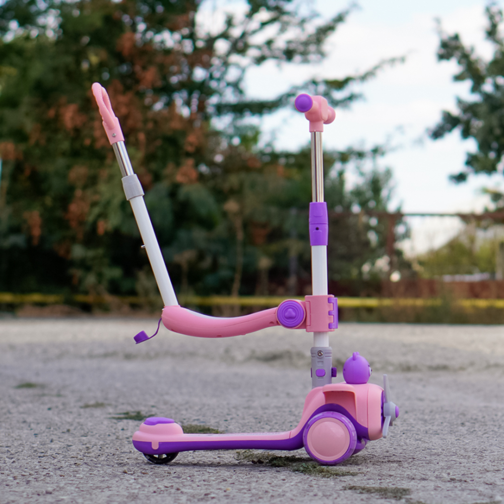 3-in-1 Kids’ Scooter, Ages 2-5 Years, Foldable and Adjustable, LED Lights and Interactive Sounds, Soft Wheels, pink [3]