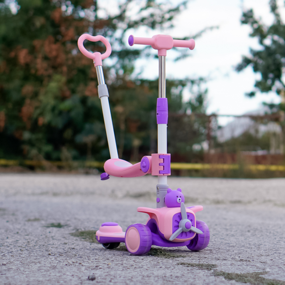 3-in-1 Kids’ Scooter, Ages 2-5 Years, Foldable and Adjustable, LED Lights and Interactive Sounds, Soft Wheels, pink [2]