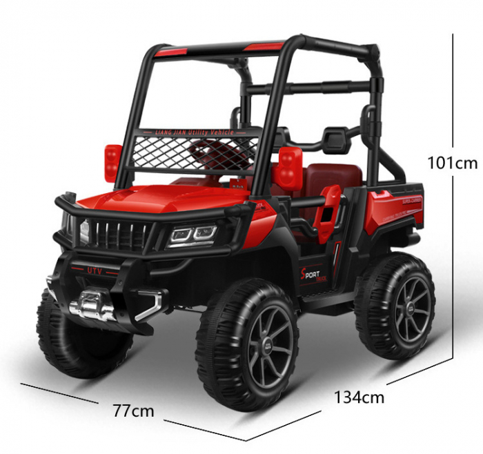 UTV electric 4x4, cu 2 locuri, Super-Carrier, 140W 12V, dotari premium, rosu [2]