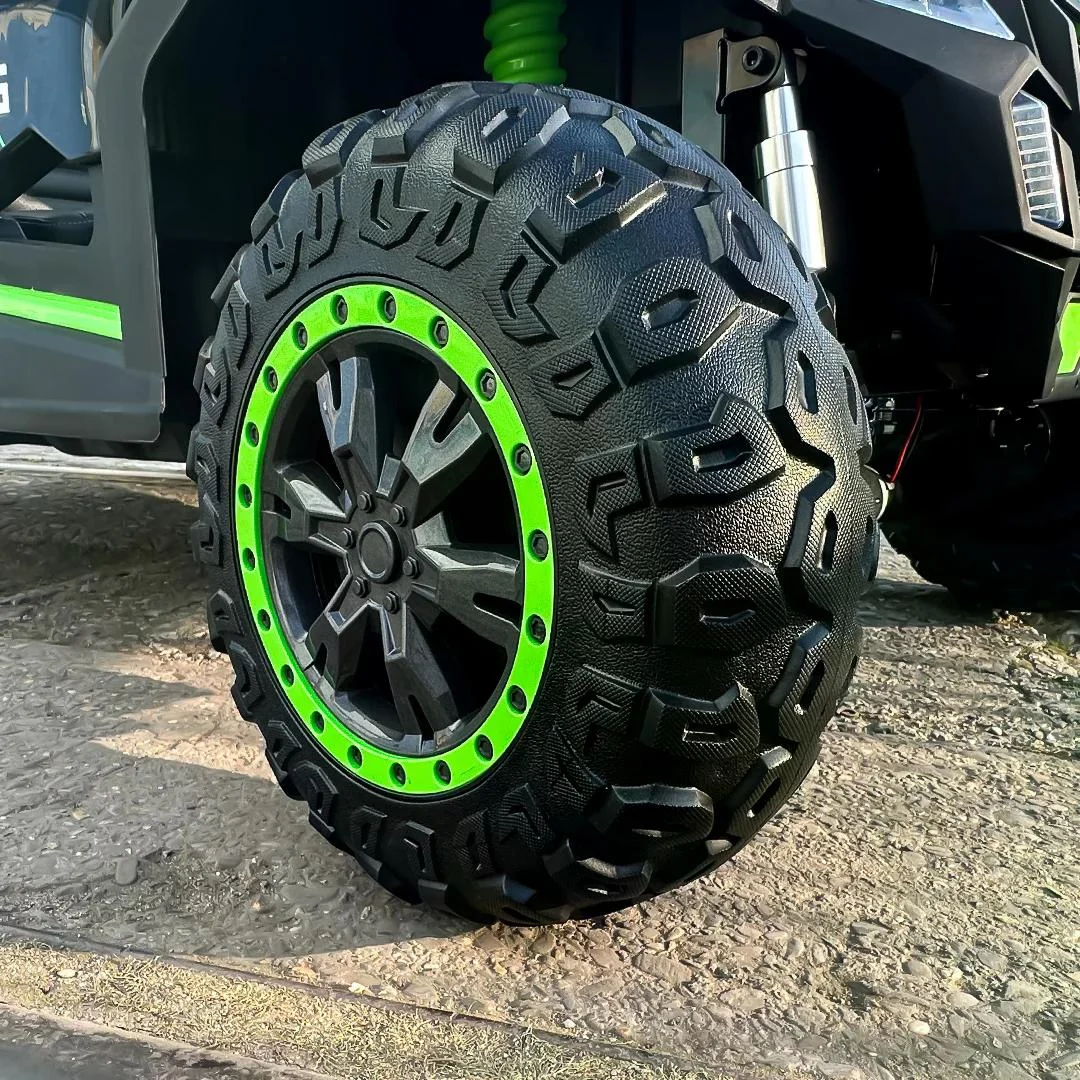 UTV electric copii, 4 locuri, Racing 600W, 24V 20Ah, roti moi EVA, scaun tapitat, verde [10]