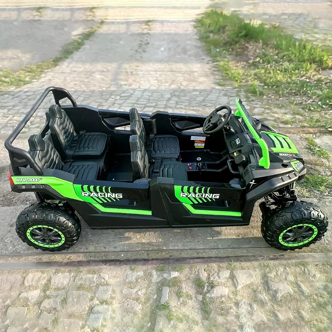 UTV electric copii, 4 locuri, Racing 600W, 24V 20Ah, roti moi EVA, scaun tapitat, verde [11]