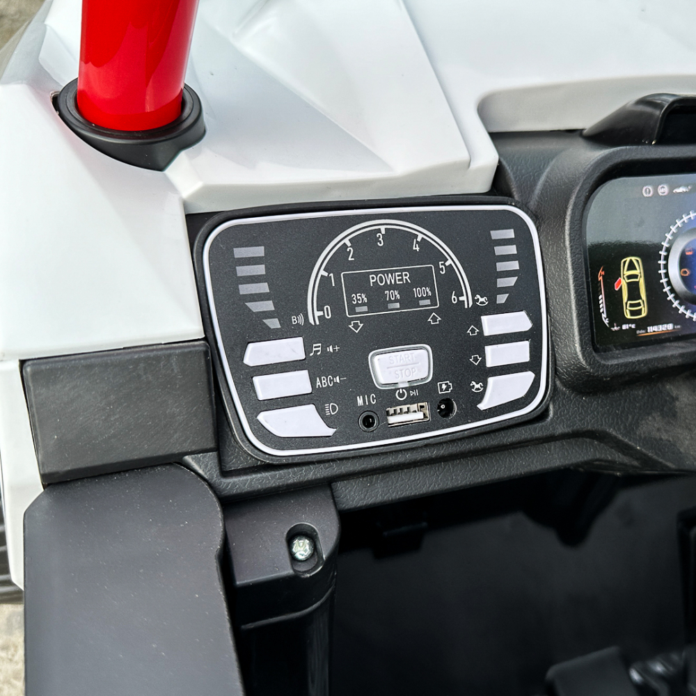 UTV electric copii RSR, cu music player, 4x4 120W 12V 7Ah, echipare standard, rosu cu alb [13]