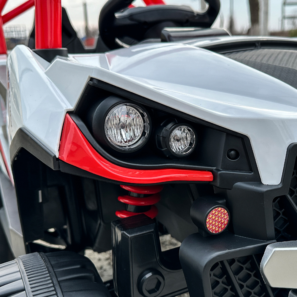 UTV electric copii RSR, cu music player, 4x4 120W 12V 7Ah, echipare standard, rosu cu alb [16]