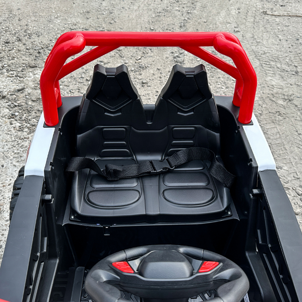 UTV electric copii RSR, cu music player, 4x4 120W 12V 7Ah, echipare standard, rosu cu alb [11]