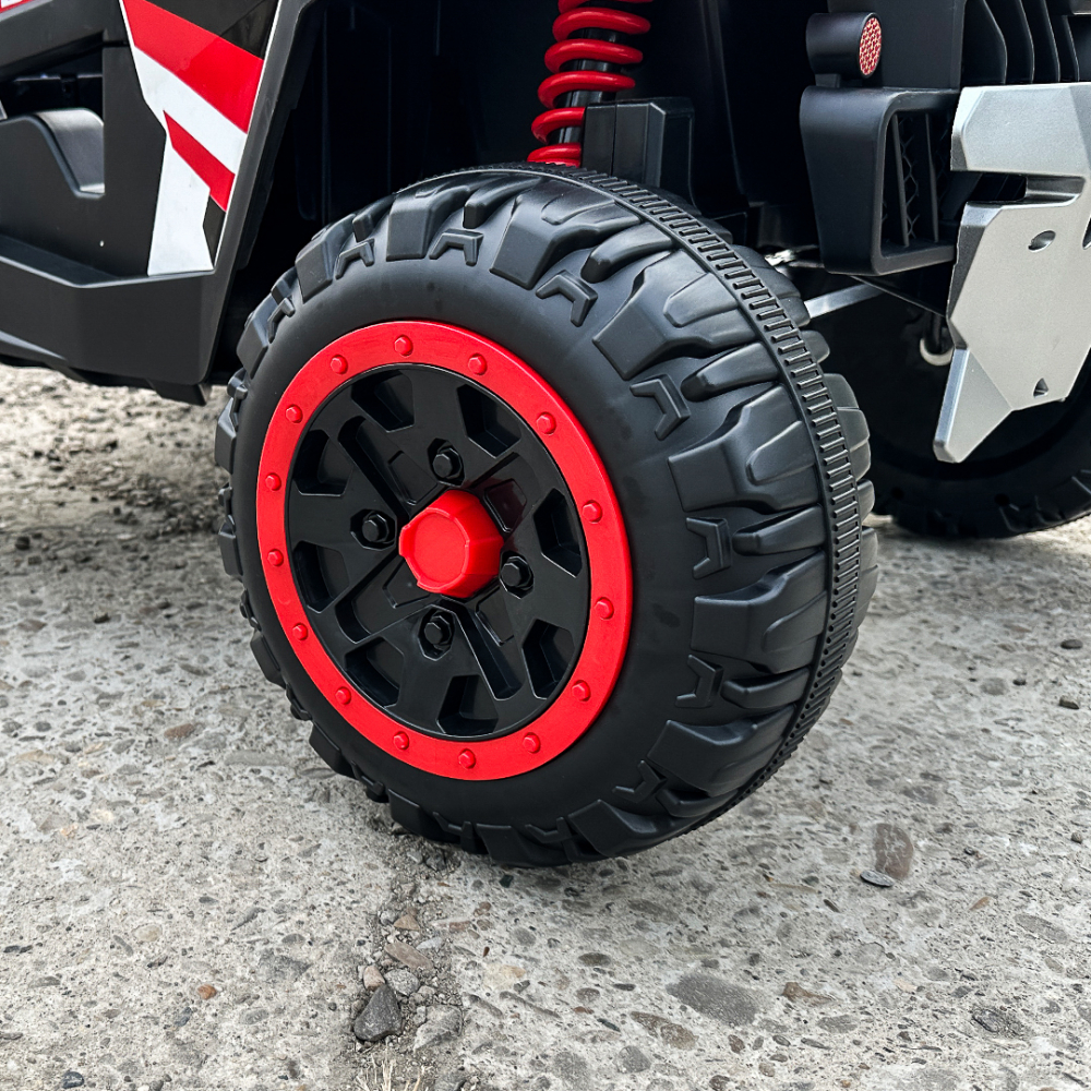 UTV electric copii RSR, cu music player, 4x4 120W 12V 7Ah, echipare standard, rosu cu alb [15]