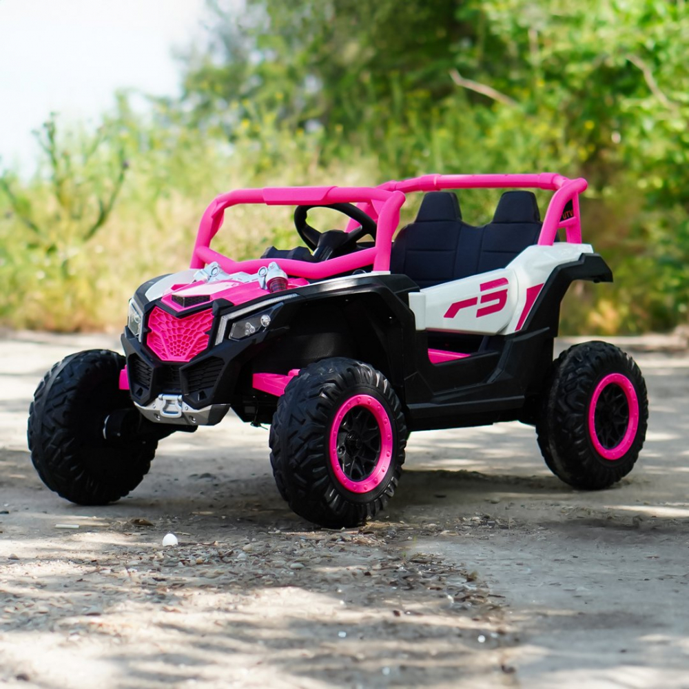 UTV electric copii Warrior, 4x4, 120W, 12V 7Ah, premium, roz [2]