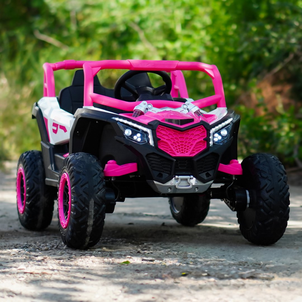 UTV electric copii Warrior, 4x4, 120W, 12V 7Ah, premium, roz [3]