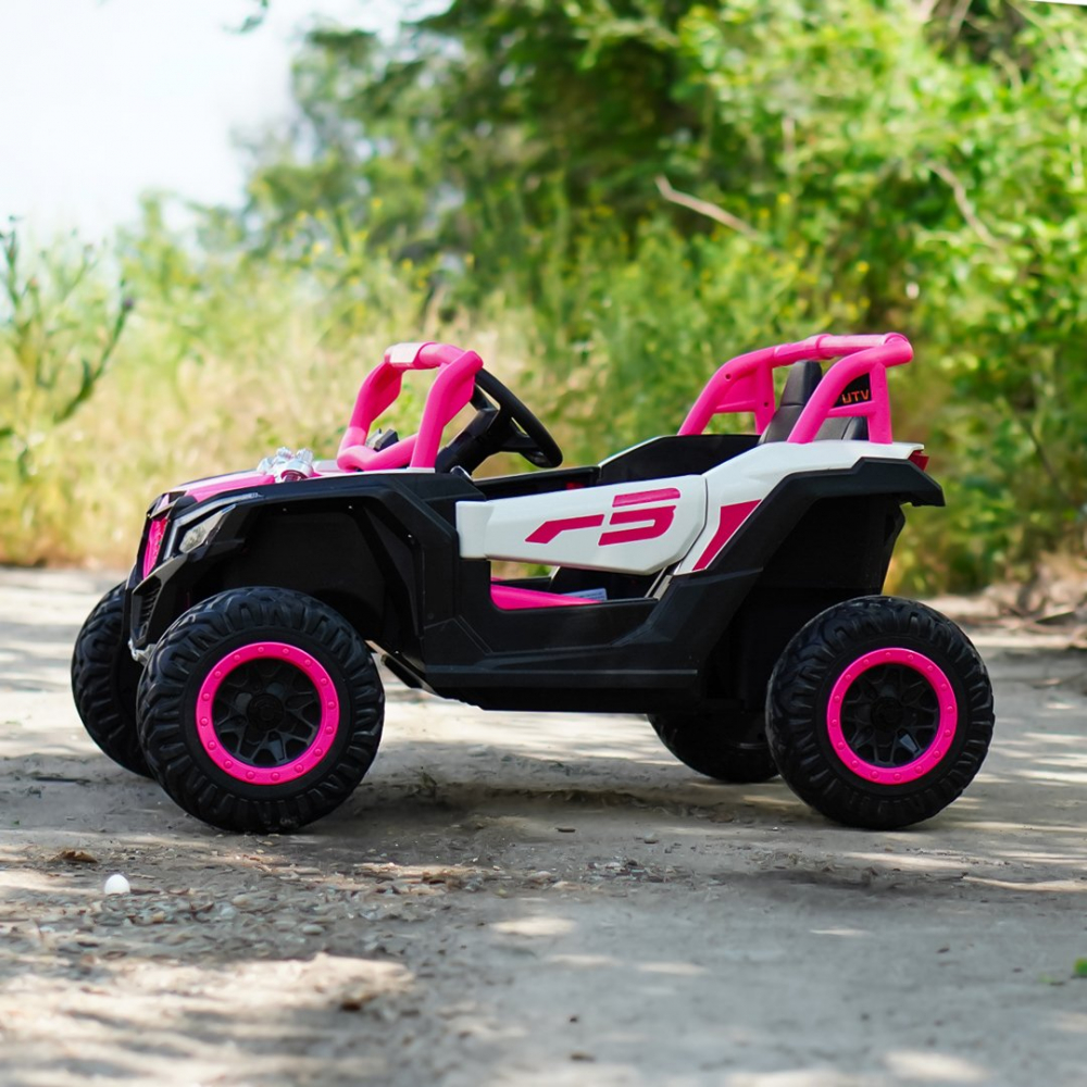 UTV electric copii Warrior, 4x4, 120W, 12V 7Ah, premium, roz [4]