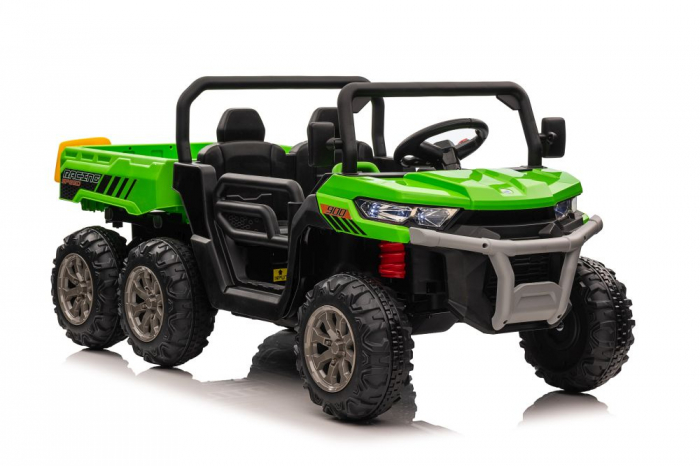 Electric ride on UTV for 2 children Farm Tractor, 6x6 180W, 12V with leather seat, green [8]