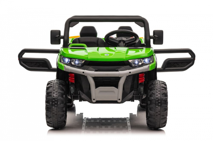 Electric ride on UTV for 2 children Farm Tractor, 6x6 180W, 12V with leather seat, green [7]