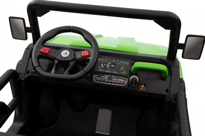 Electric ride on UTV for 2 children Farm Tractor, 6x6 180W, 12V with leather seat, green [12]