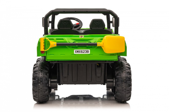 Electric ride on UTV for 2 children Farm Tractor, 6x6 180W, 12V with leather seat, green [6]