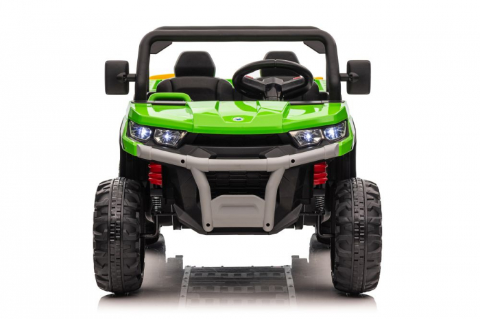 Electric ride on UTV for 2 children Farm Tractor, 6x6 180W, 12V with leather seat, green [3]