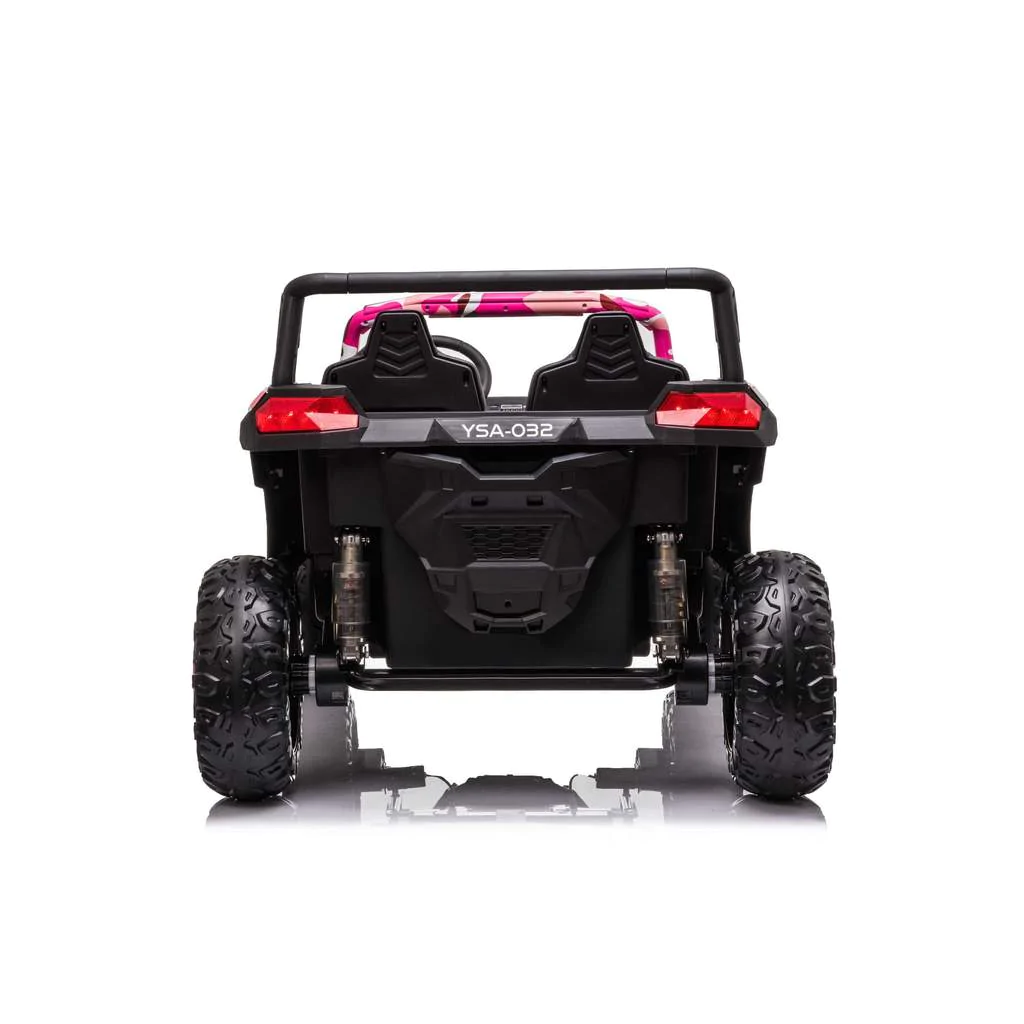 UTV electric pentru 2 copii, Racing 300W 4x4 24V cu ROTI MOI #Pink Camo [4]