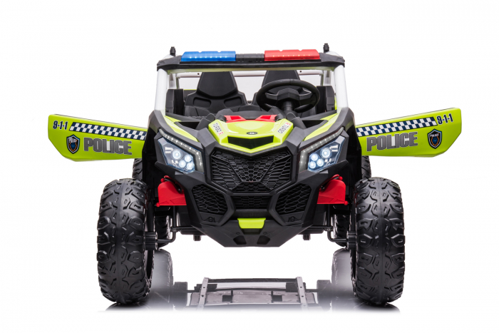 Police ride-on UTV XB2118, 4x4, 220W, 12V, double leather seat, bluetooth, verde [5]