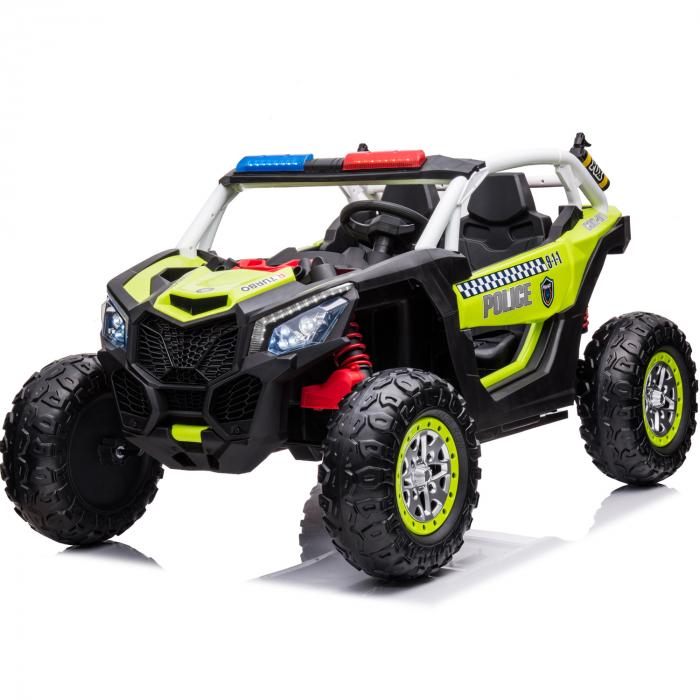 Police ride-on UTV XB2118, 4x4, 220W, 12V, double leather seat, bluetooth, verde [1]