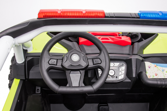Police ride-on UTV XB2118, 4x4, 220W, 12V, double leather seat, bluetooth, verde [9]