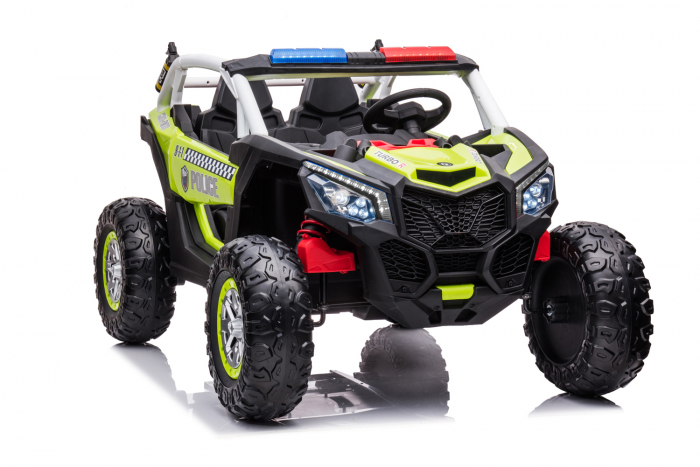 Police ride-on UTV XB2118, 4x4, 220W, 12V, double leather seat, bluetooth, verde [4]