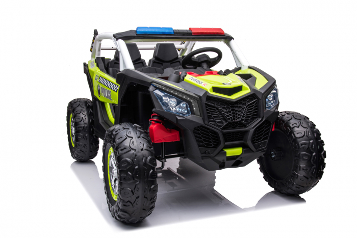 Police ride-on UTV XB2118, 4x4, 220W, 12V, double leather seat, bluetooth, verde [7]
