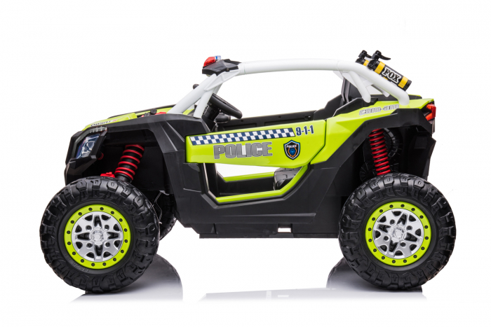 Police ride-on UTV XB2118, 4x4, 220W, 12V, double leather seat, bluetooth, verde [3]