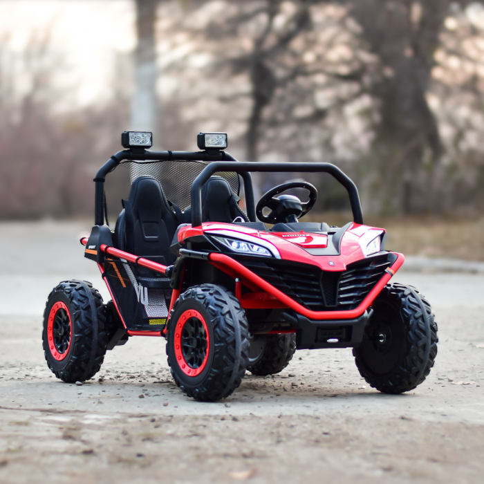 UTV electric pentru copii Dune-Buggy, 2 locuri, 300W, 24V, roti MOI, rosu [2]