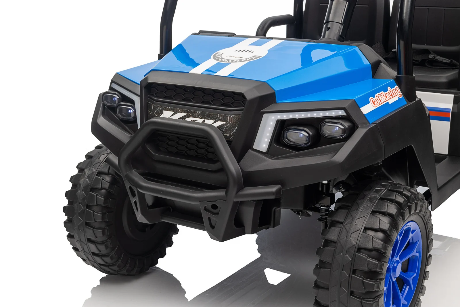 UTV electric pentru copii, Golf-Kart, 400W, 4 locuri, 24V 7Ah, roti moi, albastru [6]