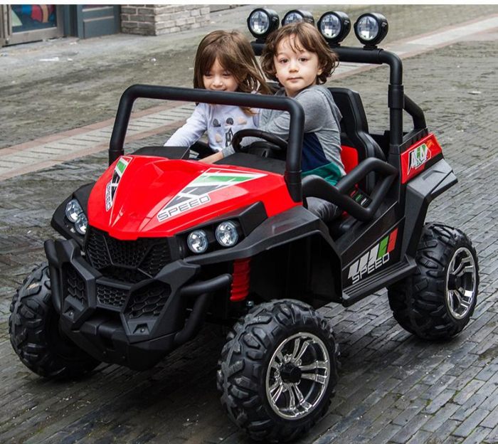 UTV electric pentru copii Golf-Kart S2588, 4 motoare, roti moi, scaun dublu tapitat 180W PREMIUM #Rosu [2]